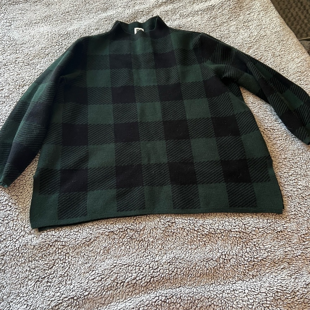 Green and Black Check Knit Sweater